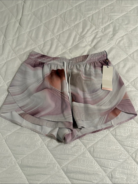 CALIA by Carrie Underwood Pants - Calia Marble-Print Athletic Shorts - Pink & Gray
